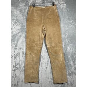 Margaret Godfrey Suede Leather Pants Womens Size 4 Tan Beige Vintage Straight